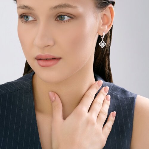 Серьги из серебра с фианитами и эмалью (Арт.94027261)