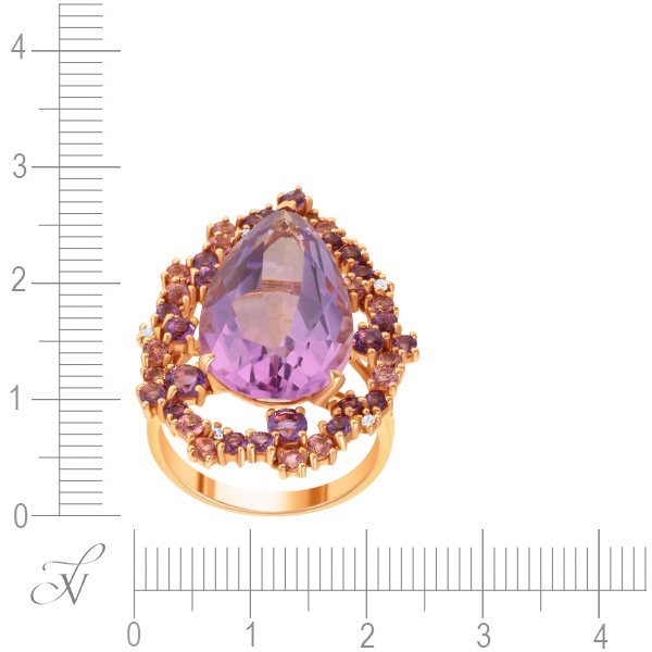 Кольцо из золота с аметистом и бриллиантом (Арт.rg-26894_ko_am_tu_pink)