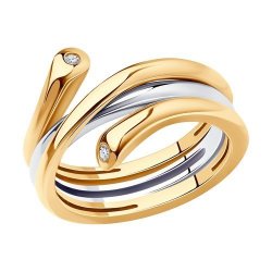 Кольцо из золочёного серебра с фианитами (Арт.93010895)
