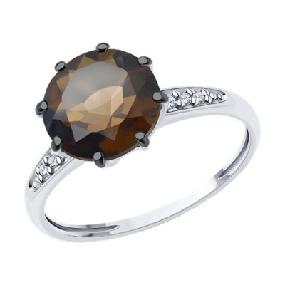 Кольцо из серебра с раухтопазом и фианитами (Арт.94-310-02040-3)