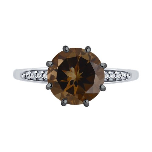 Кольцо из серебра с раухтопазом и фианитами (Арт.94-310-02040-3)