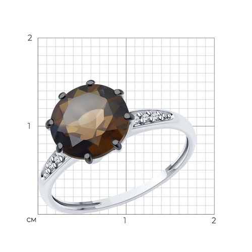 Кольцо из серебра с раухтопазом и фианитами (Арт.94-310-02040-3)