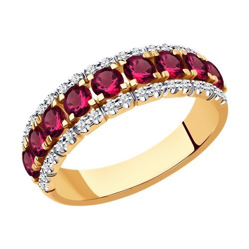 Кольцо из золота с бриллиантами и рубинами (Арт.4010683)
