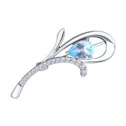 Брошь из серебра с топазом и фианитами (Арт.94-340-01049-1)