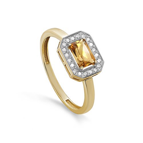 Кольцо золото с цитрином и бриллиантами «Солнечный ореол» Kabarovsky (арт.11-21428-2900)