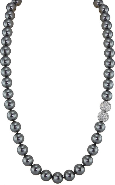 Ожерелье серебро с жемчугом и куб. цирконием «Pearl Kiss Noir» Rivoli (арт.32L-SK-31)