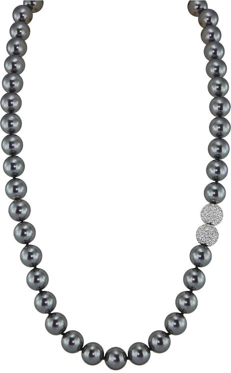 Ожерелье из серебра с жемчугом и кристаллом swarovski (Арт.32l-sk-31)