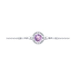 Браслет из серебра с аметистом и фианитами (Арт.94-350-00679-2)