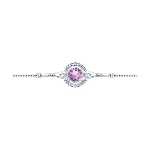 Браслет из серебра с аметистом и фианитами (Арт.94-350-00679-2)