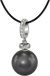 Кулон из серебра с жемчугом и кристаллом swarovski (Арт.abp-2-12-32-s)