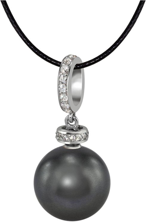 Кулон из серебра с жемчугом и кристаллом swarovski (Арт.abp-2-12-32-s)
