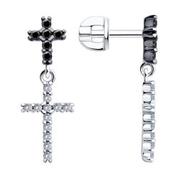 Серьги из серебра с фианитами (Арт.94026449)