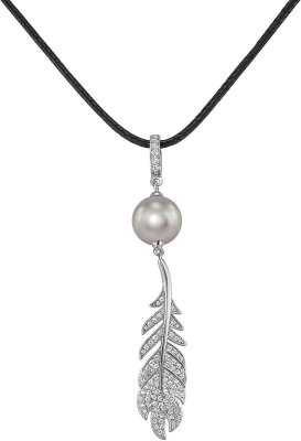 Кулон из серебра с жемчугом и куб. цирконием (Арт.cbp-4-36-28-s)