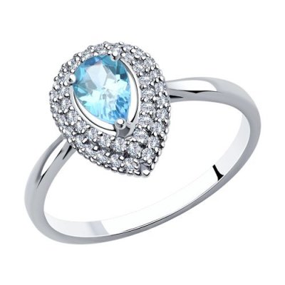 Кольцо из белого золота с бриллиантами и аквамарином «Ледяная капля» SOKOLOV (арт.6014)