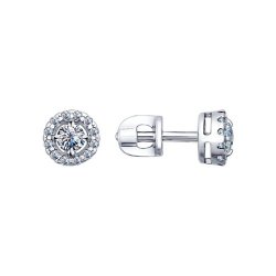 Серьги-пусеты из серебра с фианитами (Арт.94021761)