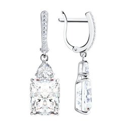 Серьги длинные из серебра с фианитами (Арт.94022206)