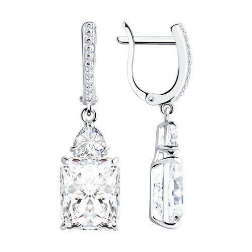 Серьги длинные из серебра с фианитами (Арт.94022206)