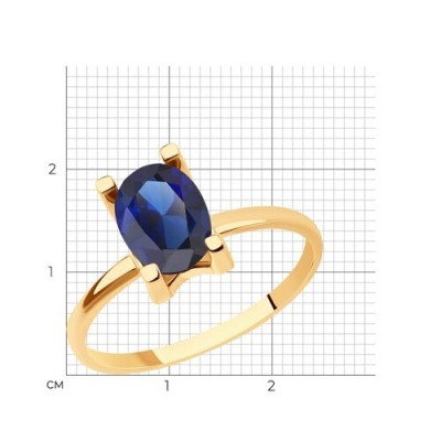 Кольцо золотое с корундом «Синий Овал Элеганс» Соколов (арт.716498)