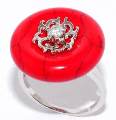 Кольцо Серебряные крылья (Арт.21sr000801c-1-96_korallpr_kubcirkonii_60)