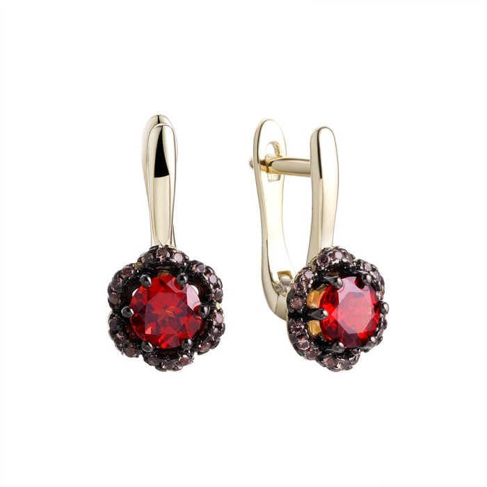 Серьги серебряные с гранатом «Весенний огонь» Fresh Jewelry (арт.CZ-E00919-X-LB-PG-X-BR)