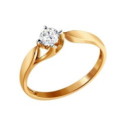 Помолвочное кольцо из золота с бриллиантом (Арт.1010689)
