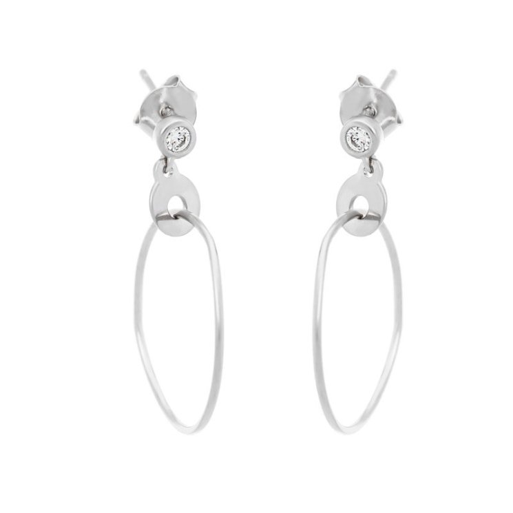 Серьги из серебра с фианитом (Арт.hl-e22e46-x-w-w-x-w)