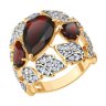 Кольцо из золочёного серебра с гранатами и фианитами (Арт.93-310-00855-1)