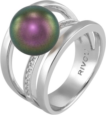 Кольцо из серебра с жемчугом и куб. цирконием (Арт.ahr-1-10-19-s)