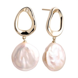 Серьги серебряные с жемчугом «Baroque Shine» Fresh Jewelry (арт.PI-E423-16-X-L-PN-X-X)