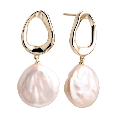 Серьги серебряные с жемчугом «Baroque Shine» Fresh Jewelry (арт.PI-E423-16-X-L-PN-X-X)