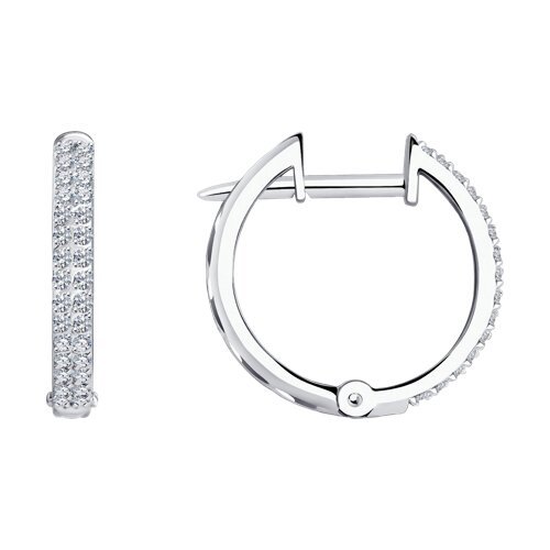 Серьги кольца из белого золота с бриллиантами (Арт.1020520)