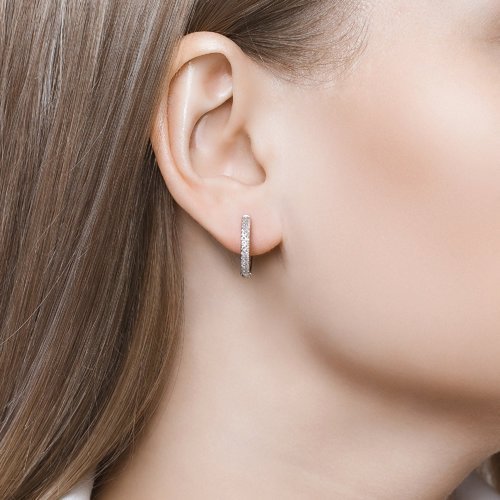 Серьги кольца из белого золота с бриллиантами (Арт.1020520)