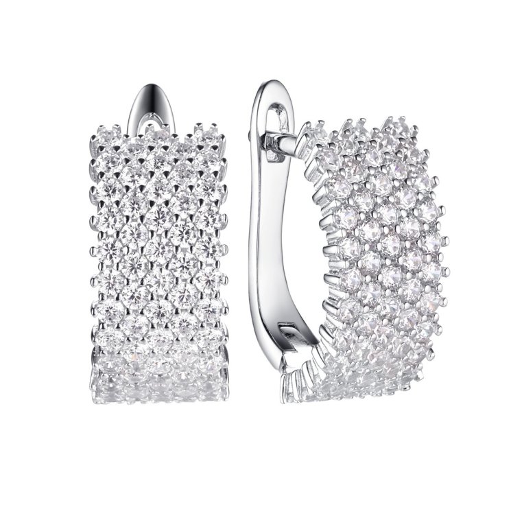 Серьги из серебра с фианитом (Арт.sl-e00248-x-w-x-x-w)