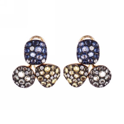 Серьги золотые с бриллиантами и сапфирами «Созвездие цвета» MY JEWELS (арт.E11289YS-GS-S-D_Y_SM_YG)