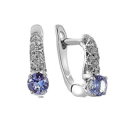 Серьги из серебра с танзанитом и фианитом (Арт.sm-e00574-x-w-tn-x-w)