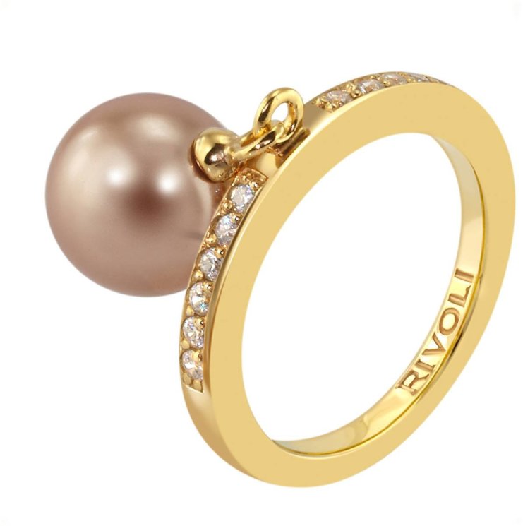 Кольцо из серебра с жемчугом и кристаллом swarovski (Арт.zar-14-10-10-g)