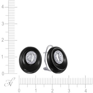 Серьги из белого золота с бриллиантами и ониксом «Noir Ovale» Myjewels (арт.E25211C_OX_WG)
