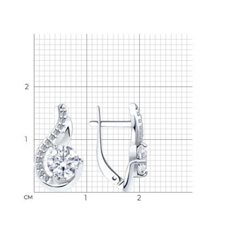 Серьги серебряные с фианитами «Лунный Вихрь» Соколов (арт.94-120-00013-1)