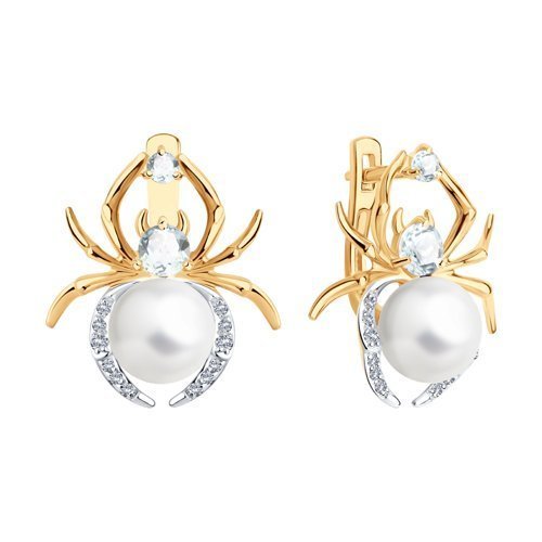 Серьги золотые пробы 585 с жемчугом (Арт.792272)