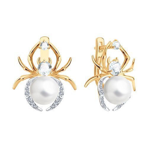 Серьги золотые пробы 585 с жемчугом (Арт.792272)