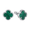 Серьги серебряные с малахитом «Lucky Clover» Fresh Jewelry (арт.TC-E02176-X-W-Mal-X-X)