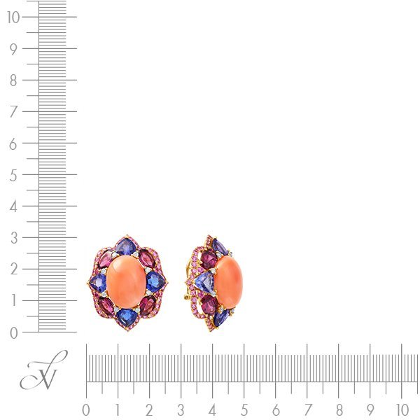 Серьги из золота с бриллиантом и кораллом (Арт.er-33542_ps_cor_rh_ta_yg)