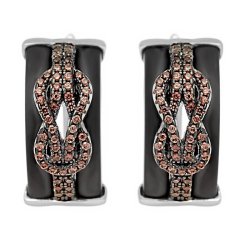 Серьги из серебра с керамикой и куб. цирконием (Арт.tm-e00625-b-wb-x-x-db)