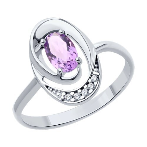 Кольцо из серебра с аметистом и фианитами (Арт.94-310-02686-3)