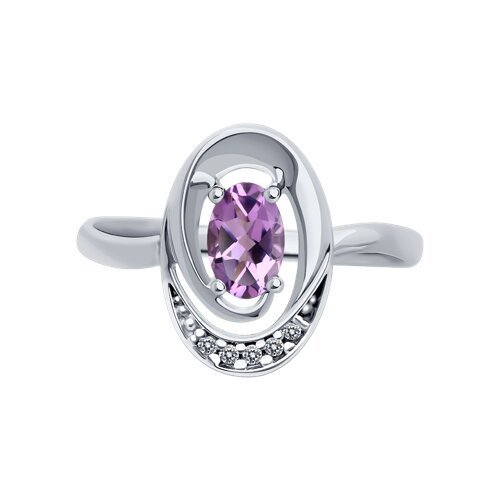 Кольцо из серебра с аметистом и фианитами (Арт.94-310-02686-3)