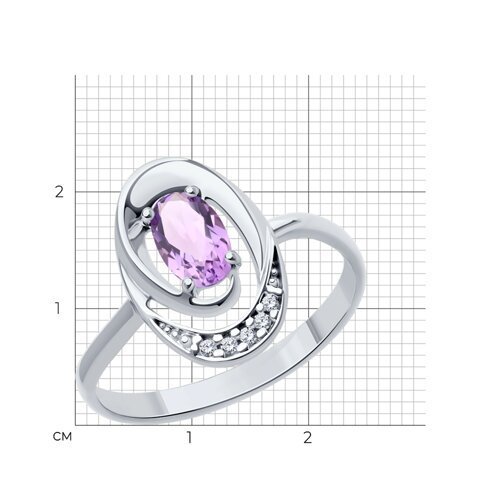 Кольцо из серебра с аметистом и фианитами (Арт.94-310-02686-3)