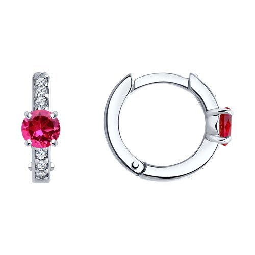 Серьги из серебра с корундами и фианитами (Арт.84020036)