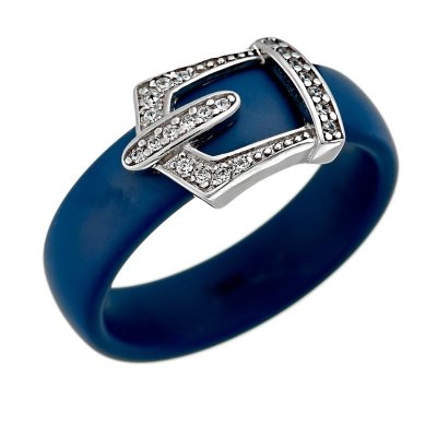 Кольцо из серебра с керамикой и куб. цирконием (Арт.tm-r00174-vl-w-x-x-w)