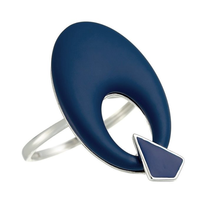 Кольцо из серебра с керамикой и эмалью (Арт.tm-r1116-1-vl-w-x-bl-x)