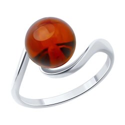 Кольцо из серебра с янтарём (Арт.83010154)